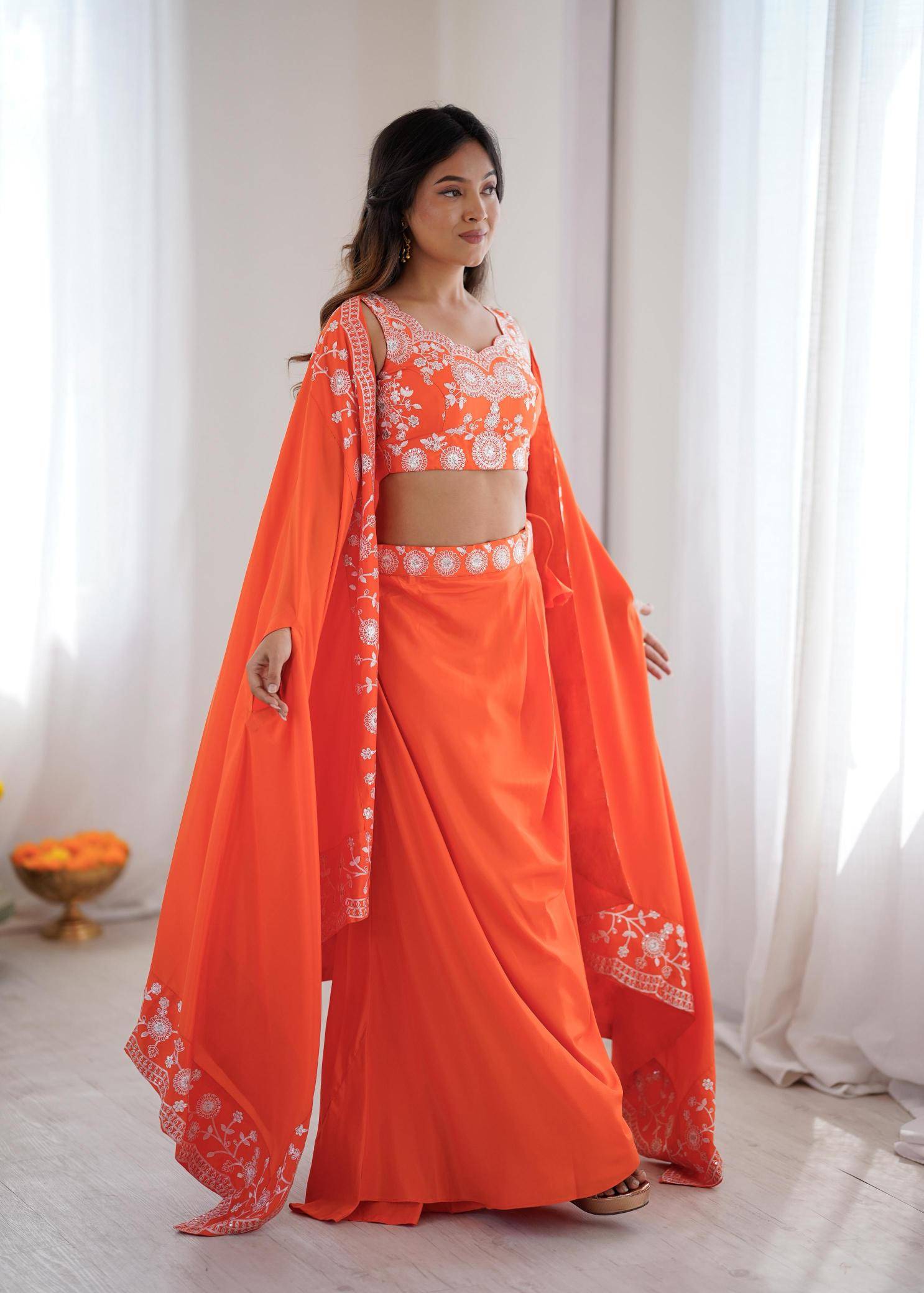 SP 73 Crep Orange Latest lehenga choli collection in Surat
